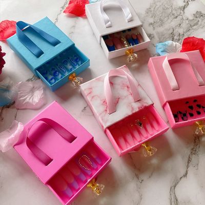 WPR Luxury Low MOQ Custom Display Nails Box With Drill Design Rhinestone Long Ballerina Acrylic Press On Nails Diamond Press On Nails Long Coffin Artificial Fingernails Nailart 10 Size 24 Press on Nails Kit with Nail Glue Package Custom Logo Box