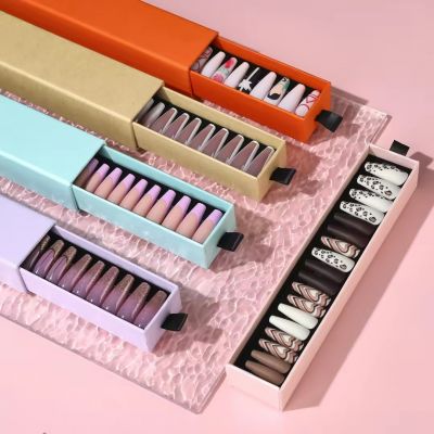 WPR High Quality Private Label Custom Logo Box Cat Eye Crystal Diamond Press Onne Design Rhinestone Square Acrylic Press On Reusable Nails Medium Squoval Artificial Fingernails Nailart 15 Size 30 Press on Nails Kit with Nail Glue Package Custom Logo