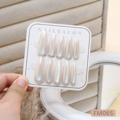 WPR Luxury Custom Display Logo Package Box with Snow White Crystal Glitte Cat Eye Acrylic Fake Manicure Nails 10 display Hand Made Press On Nails Artificial Fingernails Nailart 10 Press on Nails Kit with Nail Glue Package Custom Logo Box