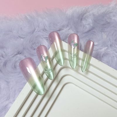 WPR New Custom Display Window Luxury Window Private Label Package Box with Red Cat Eye Medium Square Coffin Crystal Press On Nails Cat Eye Chrome Design Artificial Fingernails Nailart 10 Press on Nails Kit with Nail Glue Package Custom Logo Box