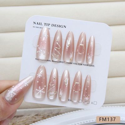 WPR Spring Honney Pink Crystal Cat Eye NailsDisplay Card Package Long Almond OmbreCrystal Diamond Medium Square Acrylic Fake Manicure Nails 24 display Hand Made Press On Nails Artificial Fingernails Nailart 10 Press on Nails Kit with Nail Glue Packag